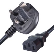 1.8M UK Plug to C13 Mains Power Cable - Black
