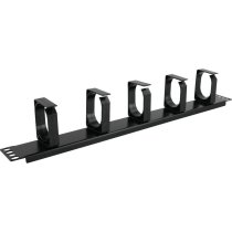 Excel Cable Management Bar 1U 5 Vertical Plastic Hoops 65mm Black