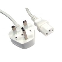 1.8M UK Plug to C13 Mains Power Cable - White