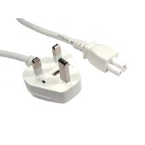 1.8m UK Mains Power Cable UK Plug to C15 Socket - White