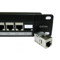 24 Port STP Cat6A Patch Panel - In-line coupler