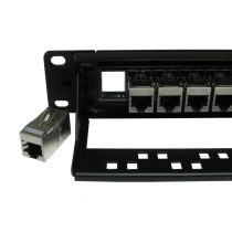 24 Port STP Cat6A Patch Panel - In-line coupler