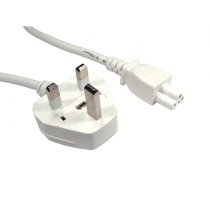 1.8m UK Plug to C5 Mains Lead - White