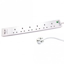 2m 6 Gang Surge Protected UK Power Extension with USB