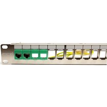 Excel 24 Port Screened Keystone Patch Panel Coloured ID Ports Frame 1U Silver