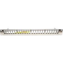 Excel 24 Port Screened Keystone Patch Panel Coloured ID Ports Frame 1U Silver