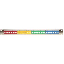 Excel 24 Port Screened Keystone Patch Panel Coloured ID Ports Frame 1U Silver
