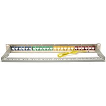 Excel 24 Port Screened Keystone Patch Panel Coloured ID Ports Frame 1U Silver
