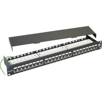 Excel Cat6 24 Port Screened Patch Panel 1U LSA Punch Down Right Angled - Black