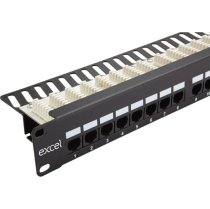 Excel Cat5e 24 Port Unscreened Patch Panel Right-Angled 1U - Black