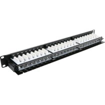 Excel Cat5e 48 Port Unscreened Patch Panel Right-Angled 1U LSA Punch Down Black